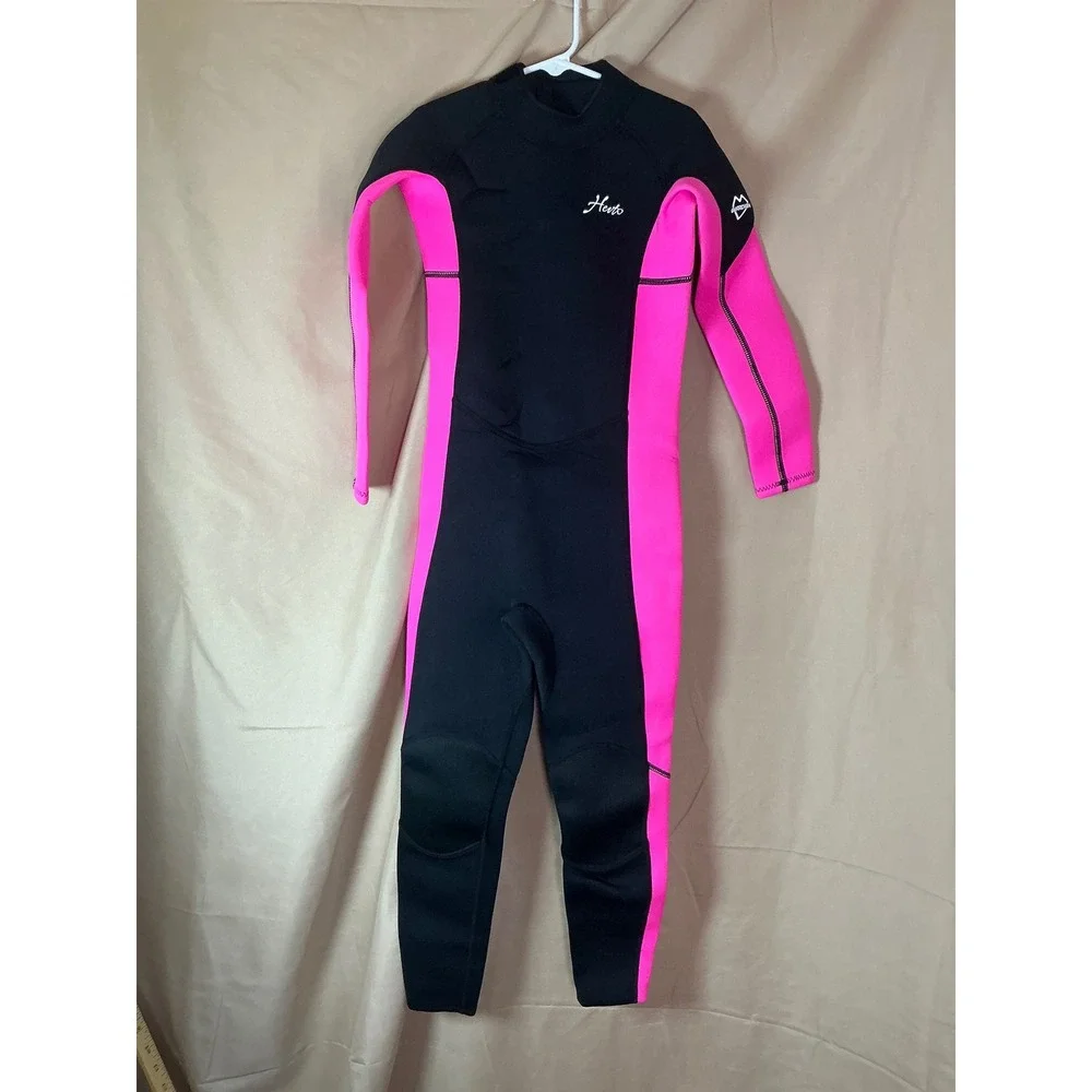 Hevto Wetsuit Girls Size 10 Slim Black Pink NEW Full Body Neoprene Thermal Suit